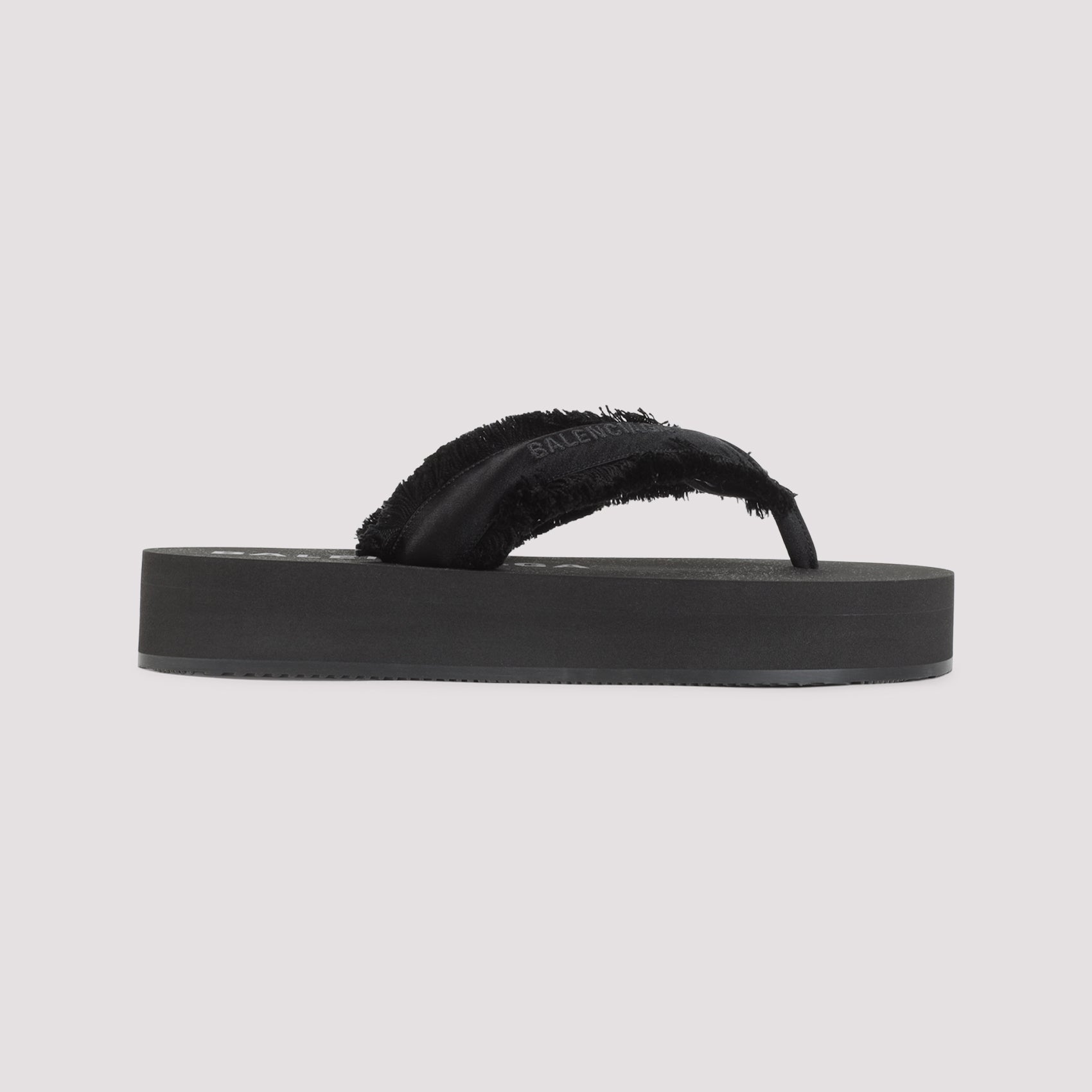Balenciaga Jet Lag Thong Sandals In Black Satin