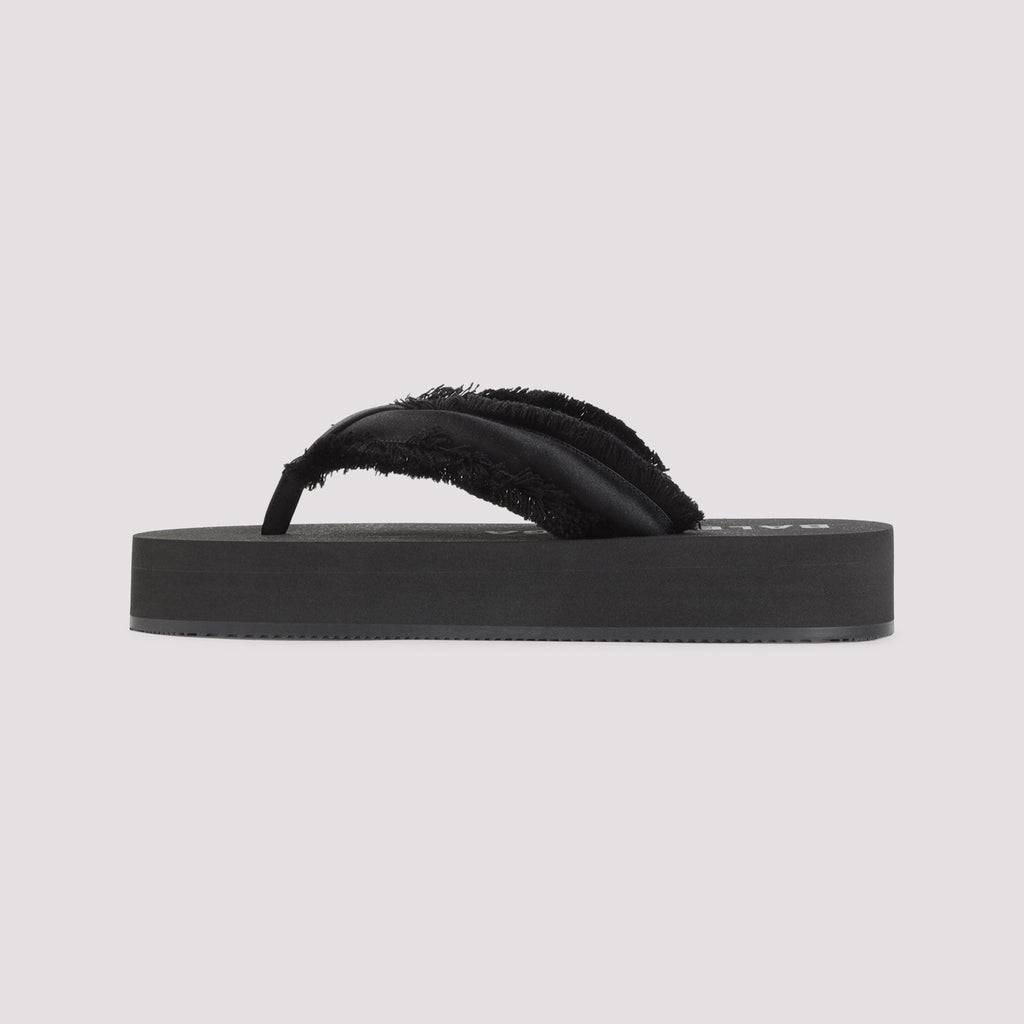 Balenciaga Jet Lag Thong Sandals In Black Satin