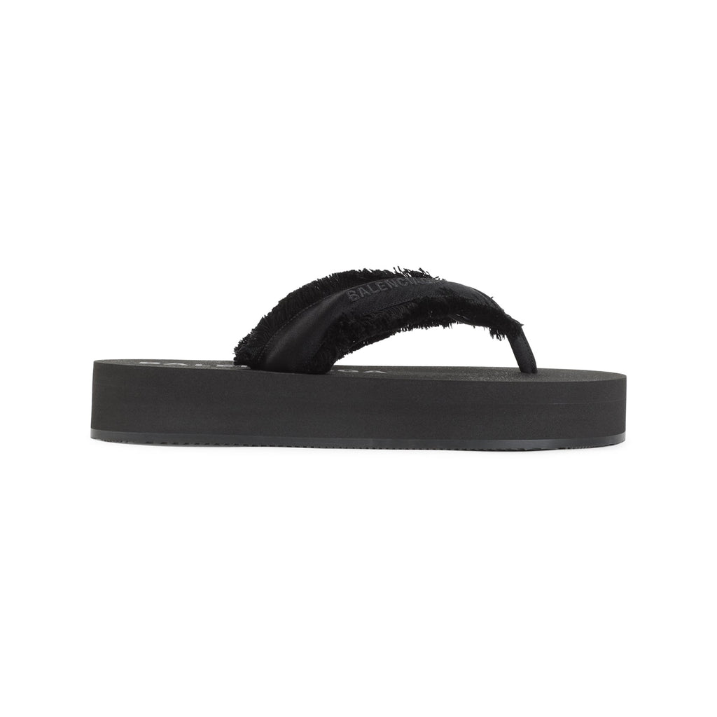 Balenciaga Jet Lag Thong Sandals In Black Satin