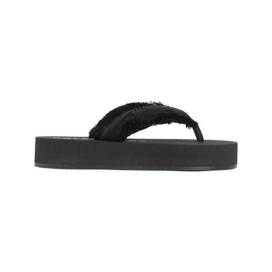 Balenciaga Jet Lag Thong Sandals In Black Satin