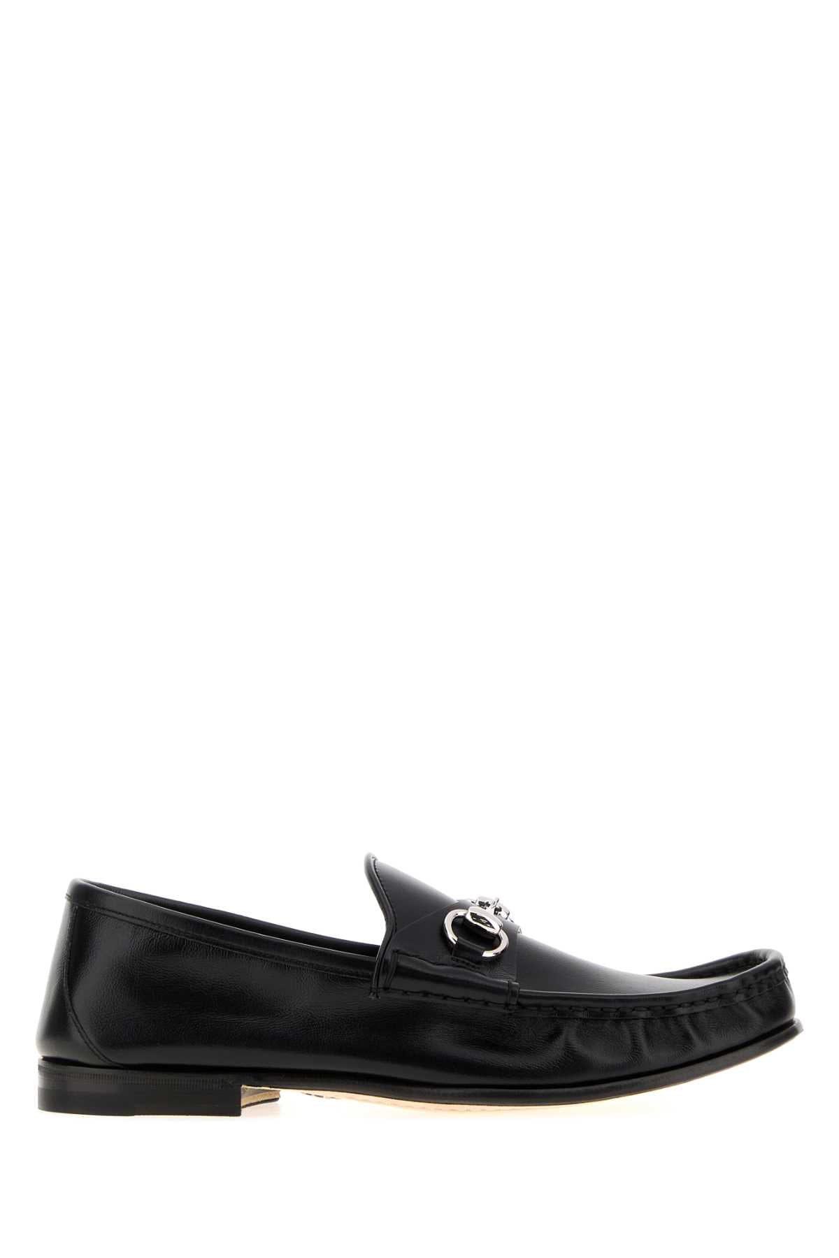 Gucci Black Leather Gucci Lugano Loafers