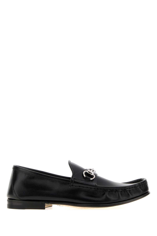 Gucci Black Leather Gucci Lugano Loafers