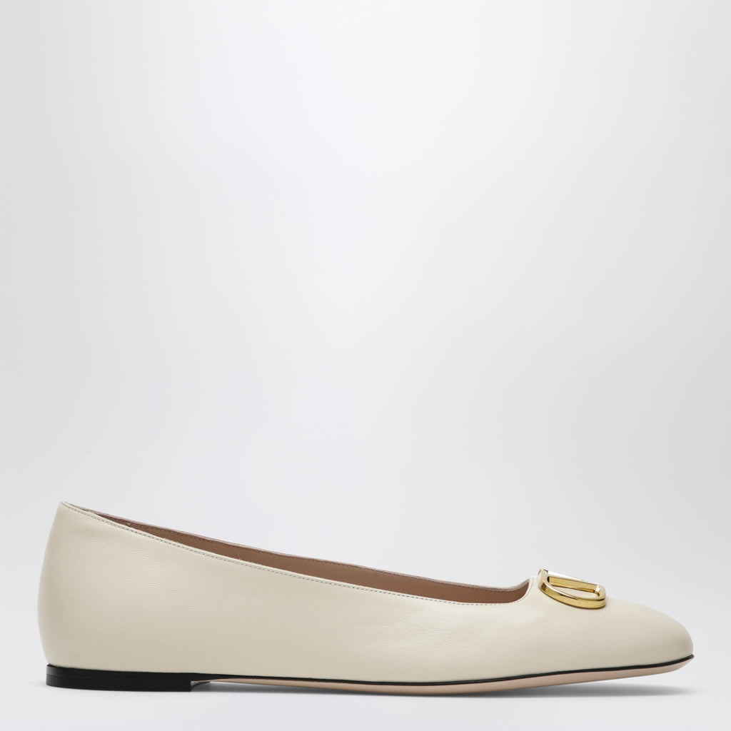Valentino Garavani White Vlogo Signature Ballerina Flats In Nappa Leather