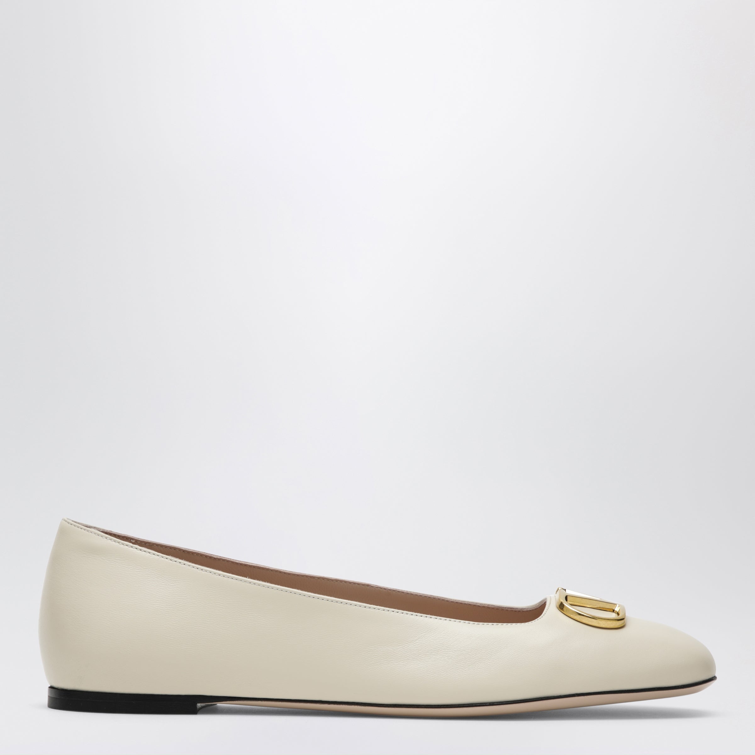Valentino Garavani White Vlogo Signature Ballerina Flats In Nappa Leather