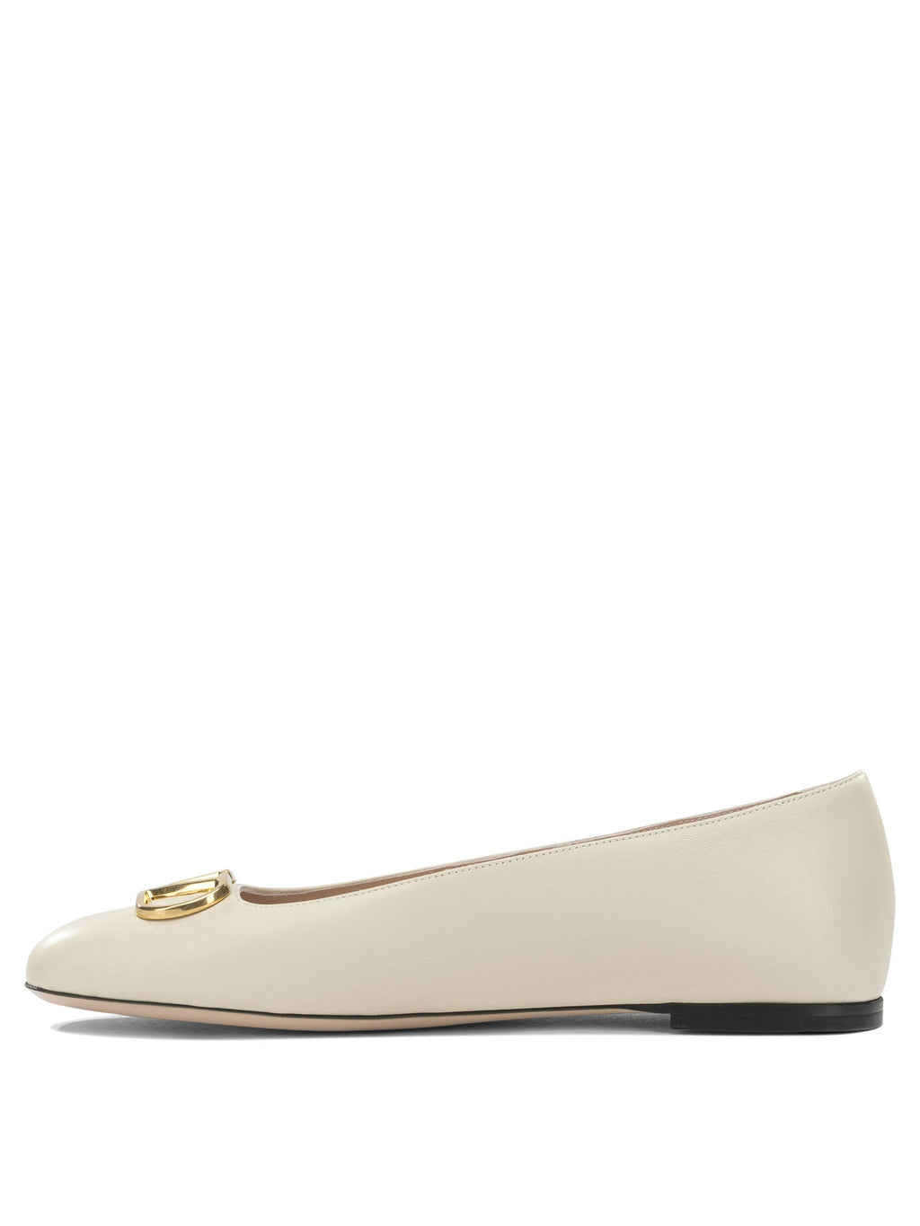 Valentino Garavani Vlogo White Lamb Leather Goat Leather Classic Ballet Flats