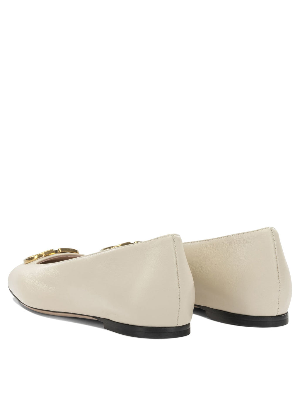 Valentino Garavani Vlogo White Lamb Leather Goat Leather Classic Ballet Flats