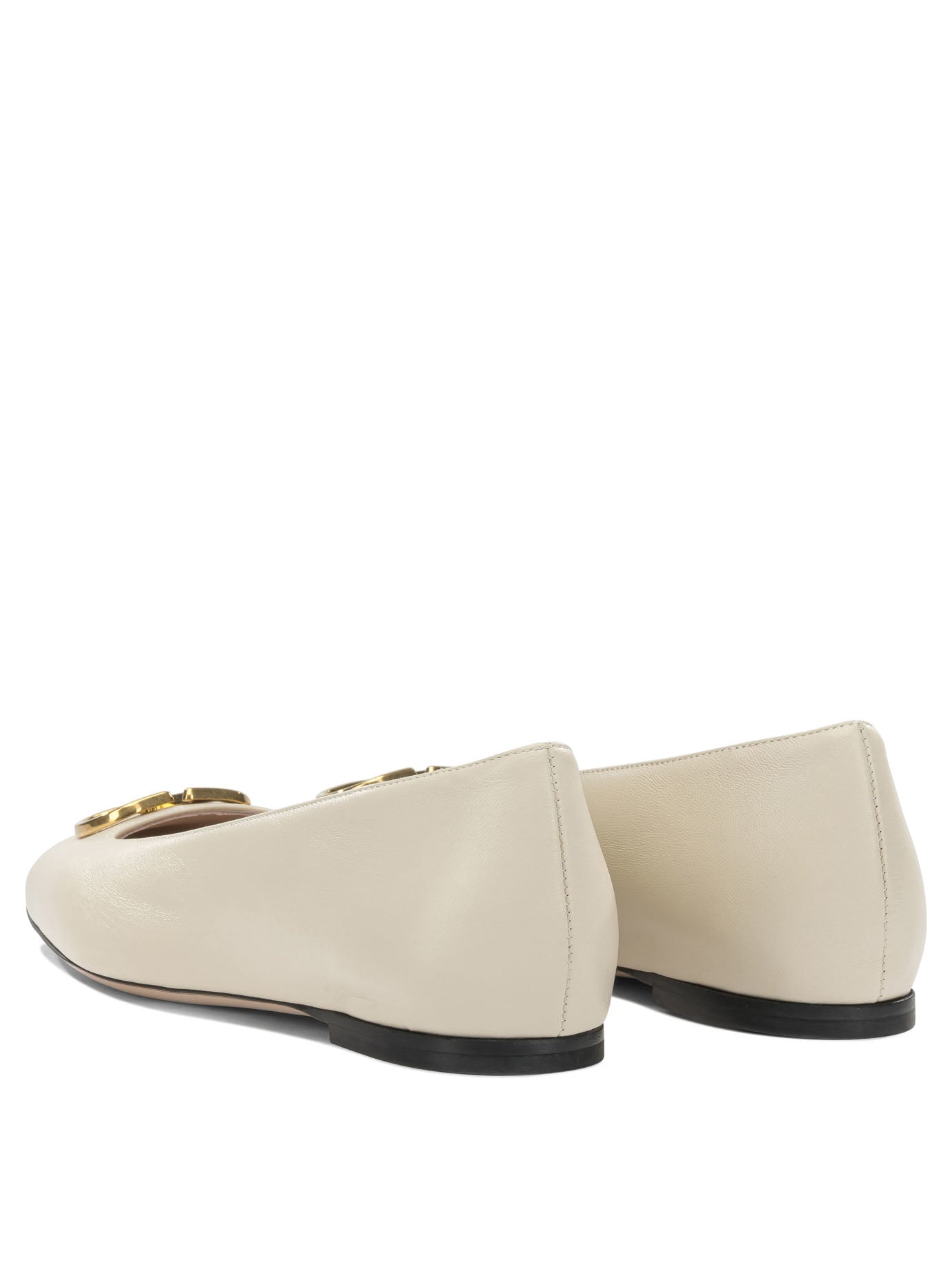 Valentino Garavani Vlogo White Lamb Leather Goat Leather Classic Ballet Flats