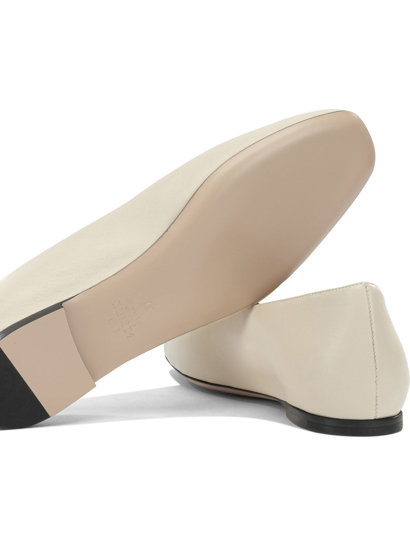 Valentino Garavani Vlogo White Lamb Leather Goat Leather Classic Ballet Flats