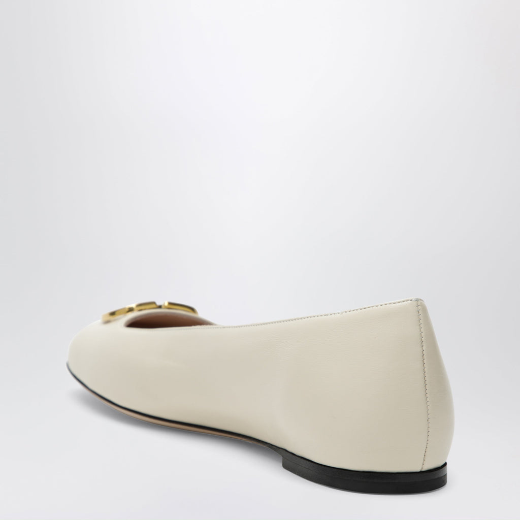 Valentino Garavani White Vlogo Signature Ballerina Flats In Nappa Leather