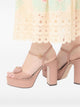 Valentino Garavani Nude Sandal With Gold Logo Buckle And Heel