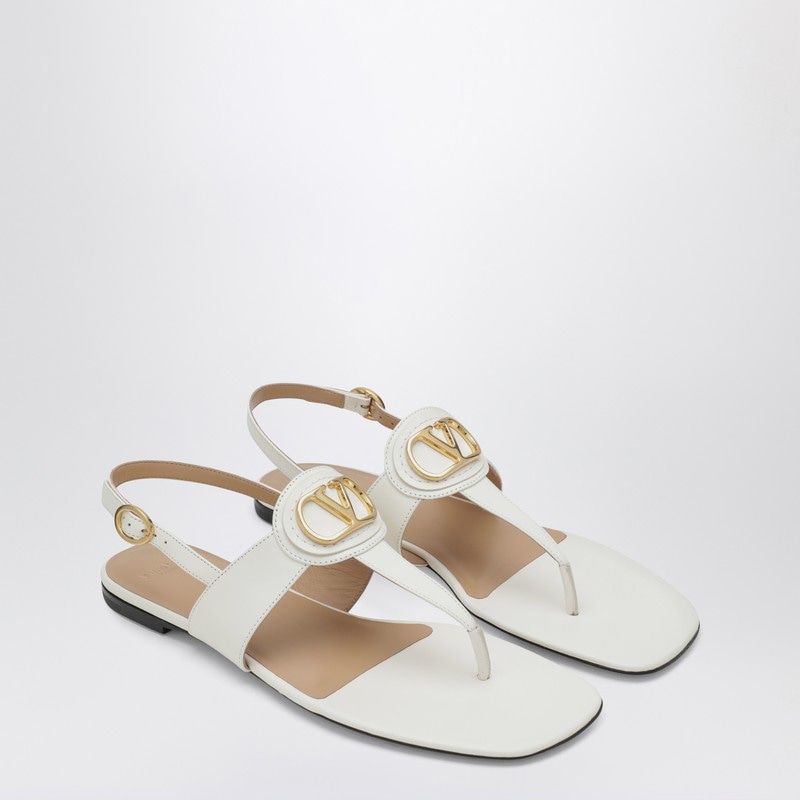 Valentino Garavani Ivory Vlogo Signature Thong Sandals