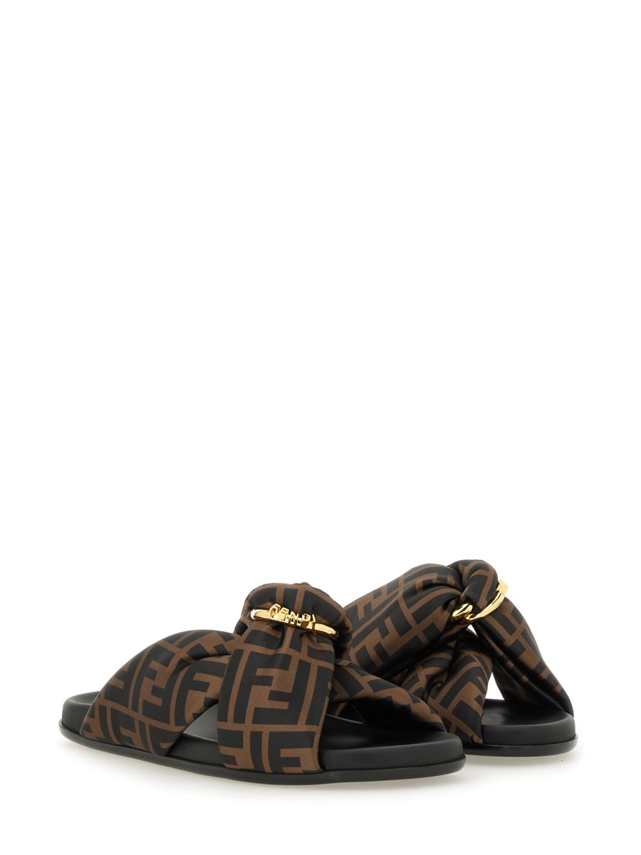 Fendi Brown Black Monogram Puffer Sandal