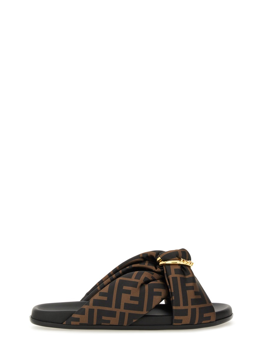Fendi Brown Black Monogram Puffer Sandal