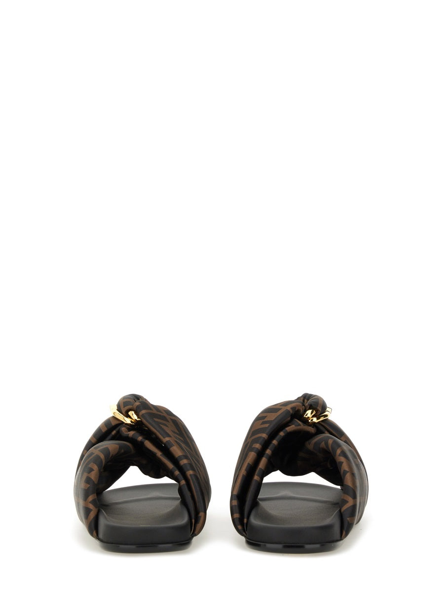 Fendi Brown Black Monogram Puffer Sandal