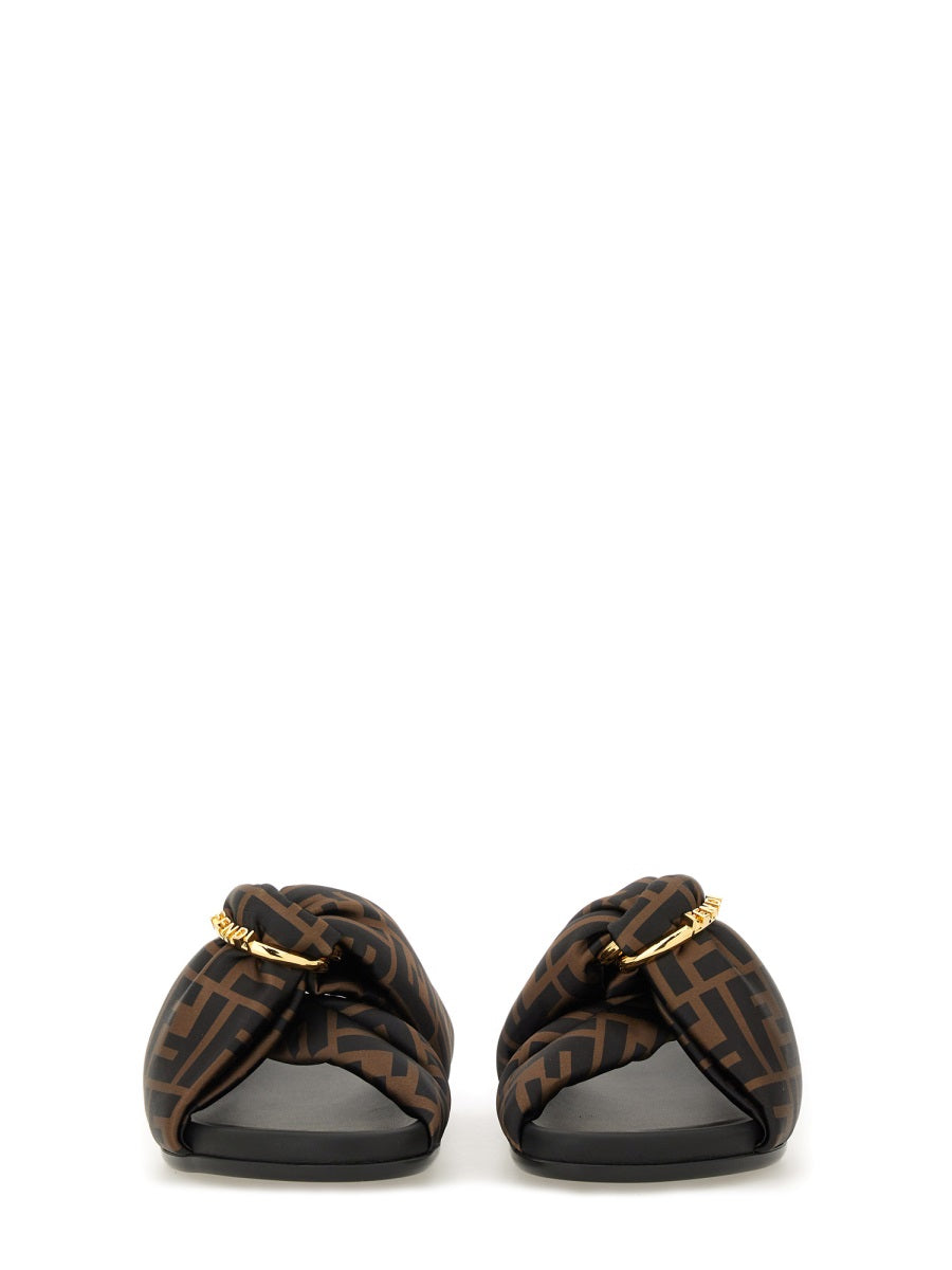 Fendi Brown Black Monogram Puffer Sandal