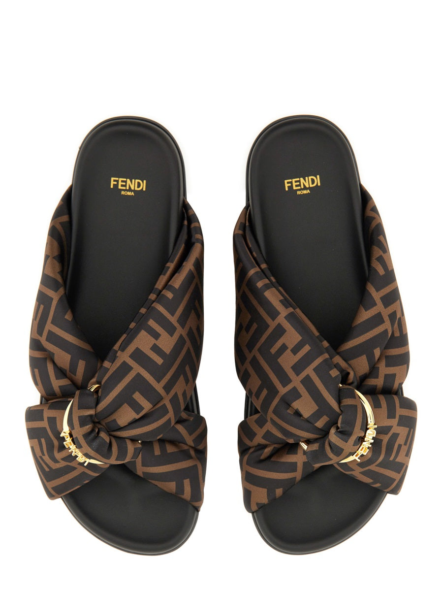 Fendi Brown Black Monogram Puffer Sandal