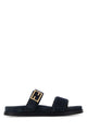 Fendi Blue Cotton Polyester Denim Sandals
