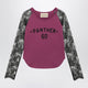 Valentino Garavani Cyclamen Panther 60 Tshirt With Black Lace Sleeves