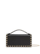 Valentino Garavani Black Rockstud Leather Wallet With Chain