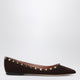 Valentino Garavani Brown Suede Rockstud Ballet Flats