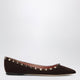 Valentino Garavani Brown Suede Rockstud Ballet Flats