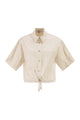 Peserico Cropped Stretch Cotton Shirt With Drawstring