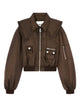 Ganni Chocolate Duchesse Bomber Silver Zip