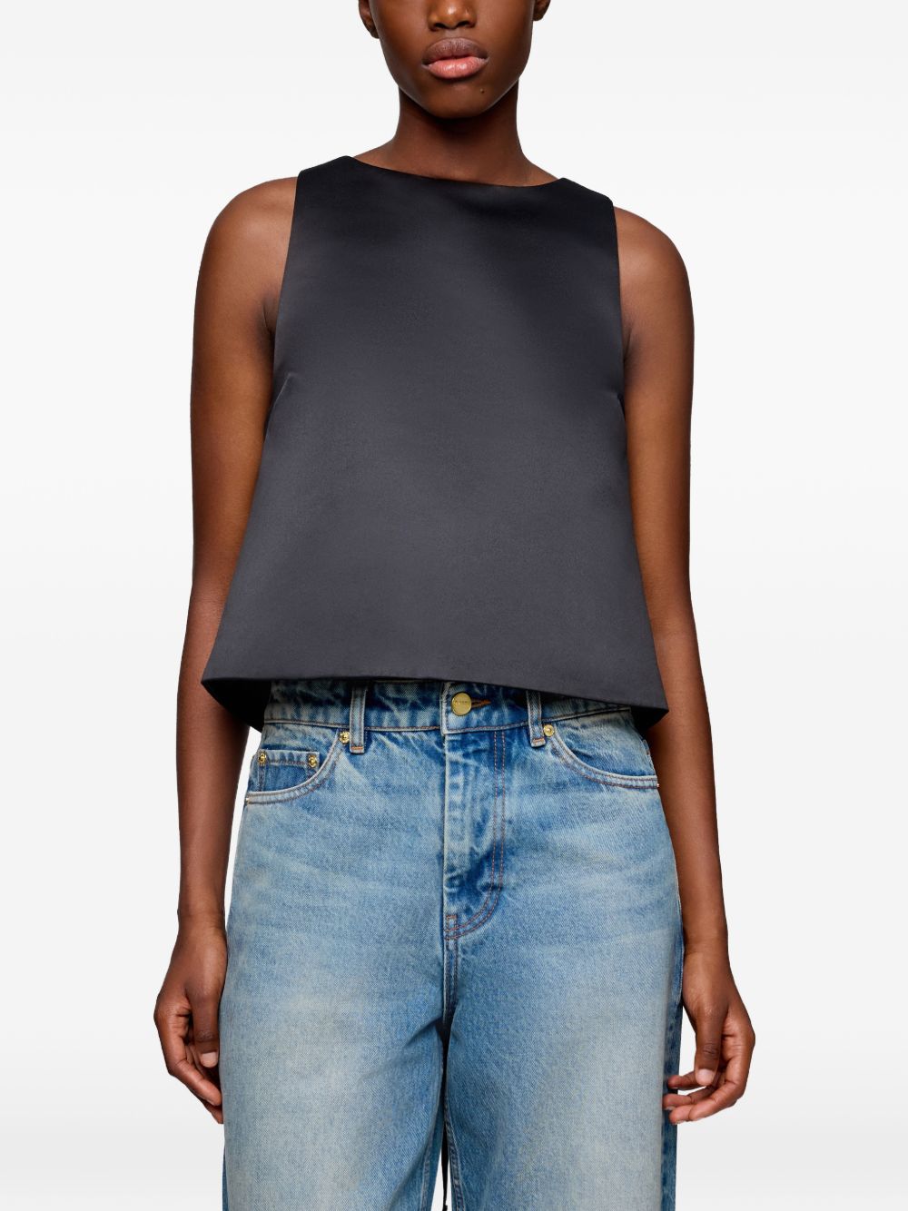 Ganni Ganni Black Satin Top