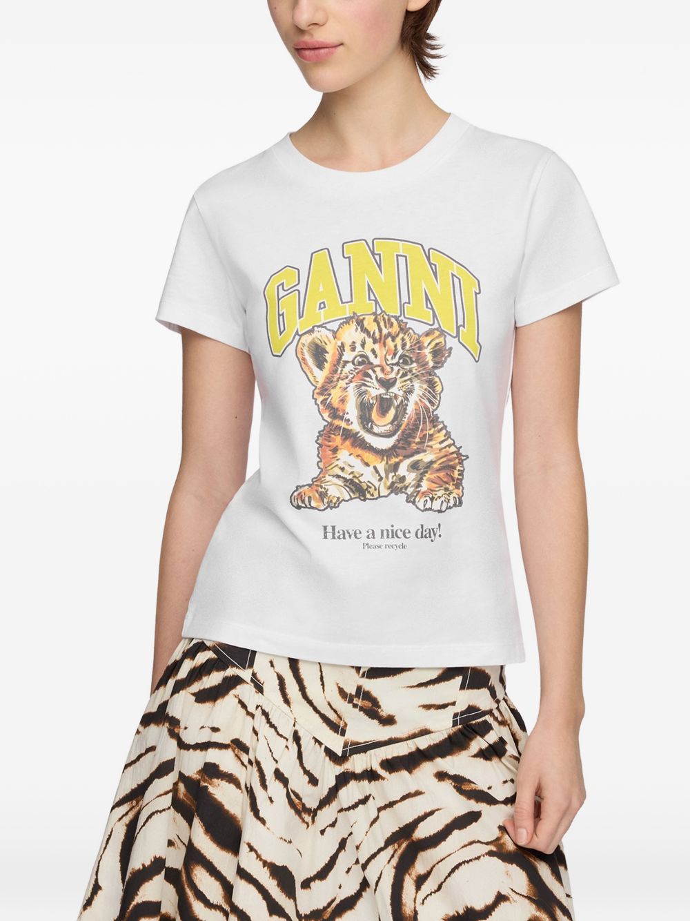 Ganni Printed Cotton T-Shirt