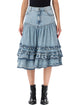 Ganni Denim Frill Midi Skirt