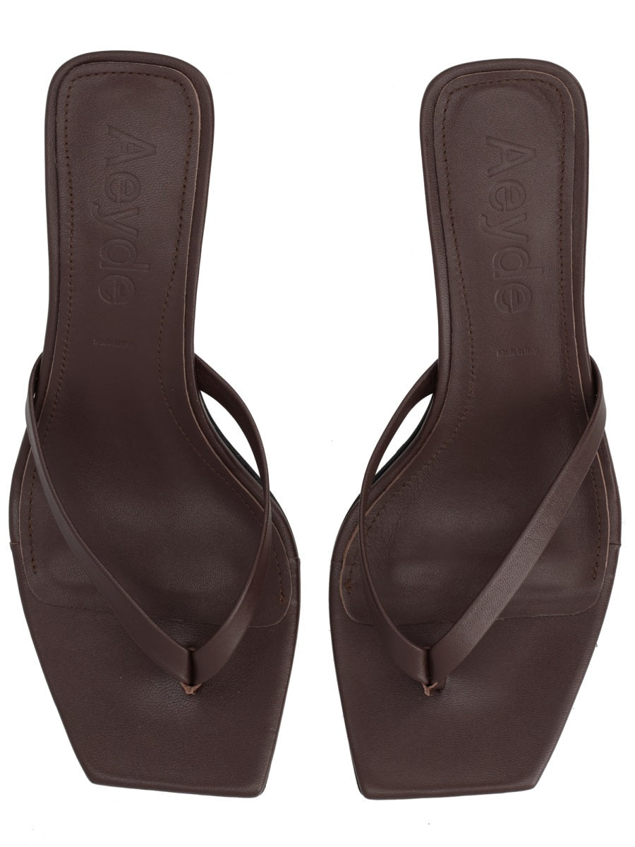 Aeyde Brown Nappa Leather Cross Breed Lamb Leather Flats