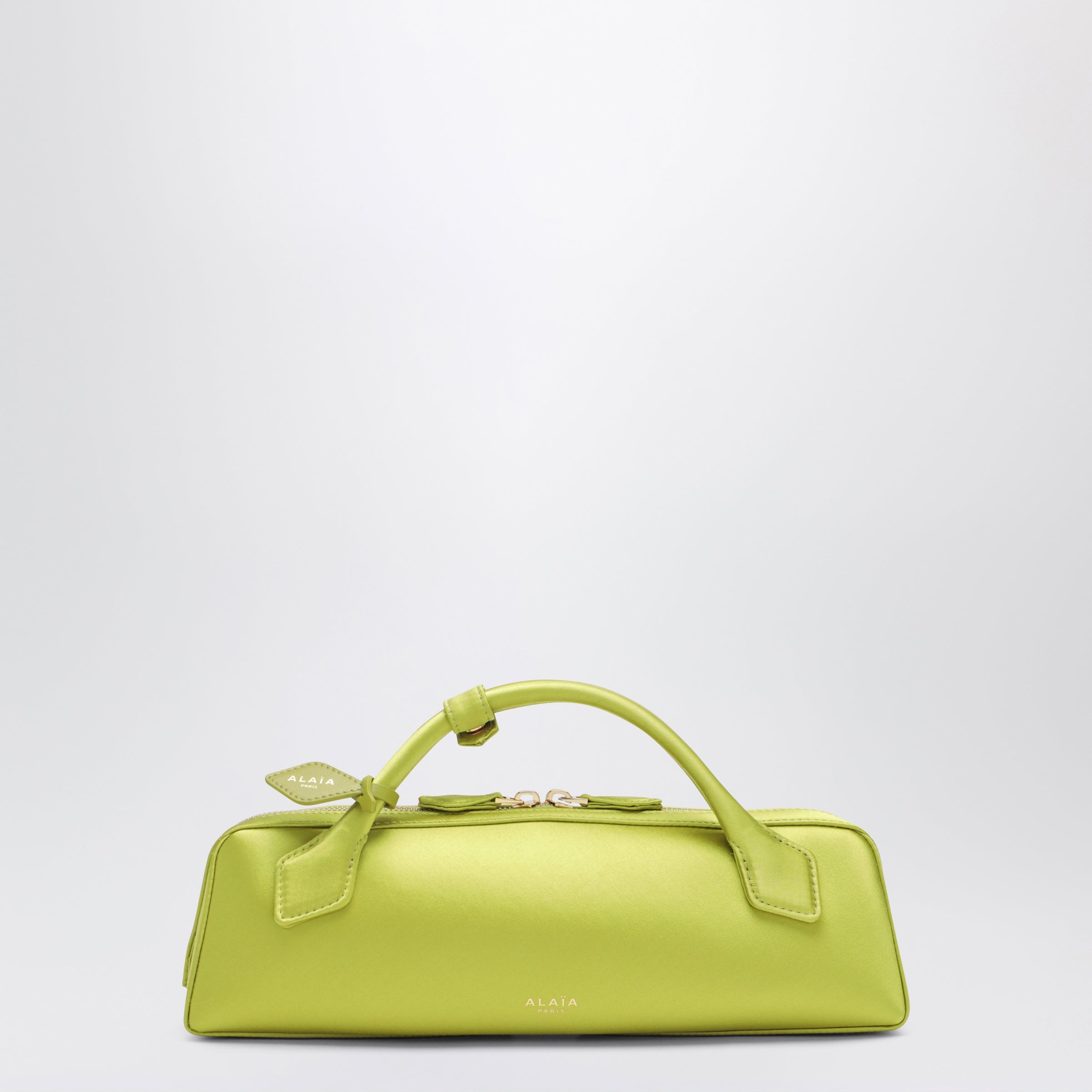 Alaia Le Teckel Satin Pouch In Lime