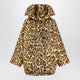 Alaia Layered Ocelotprint Twill Coat, Noir Caramel