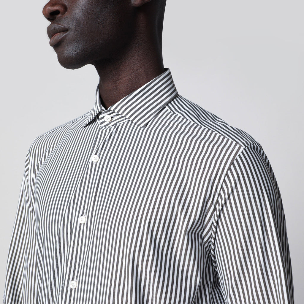 Xacus White Active Striped Tailor Fit Shirt