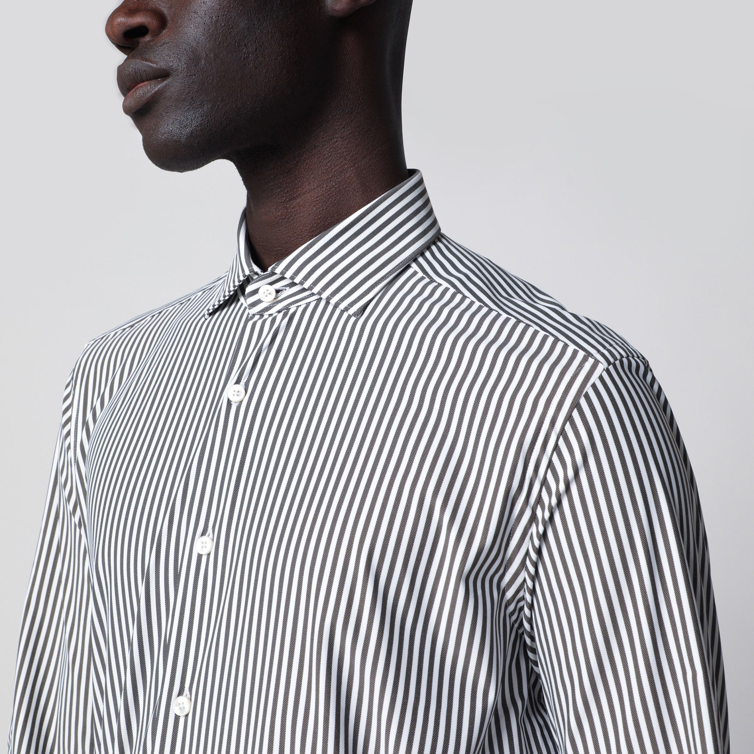 Xacus White Active Striped Tailor Fit Shirt