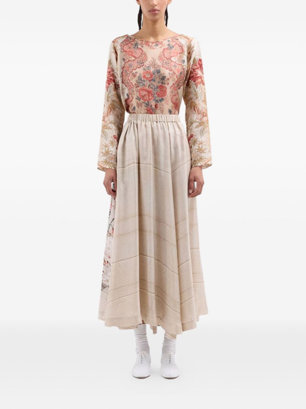 Pierre Louis Mascia Printed Silk Skirt