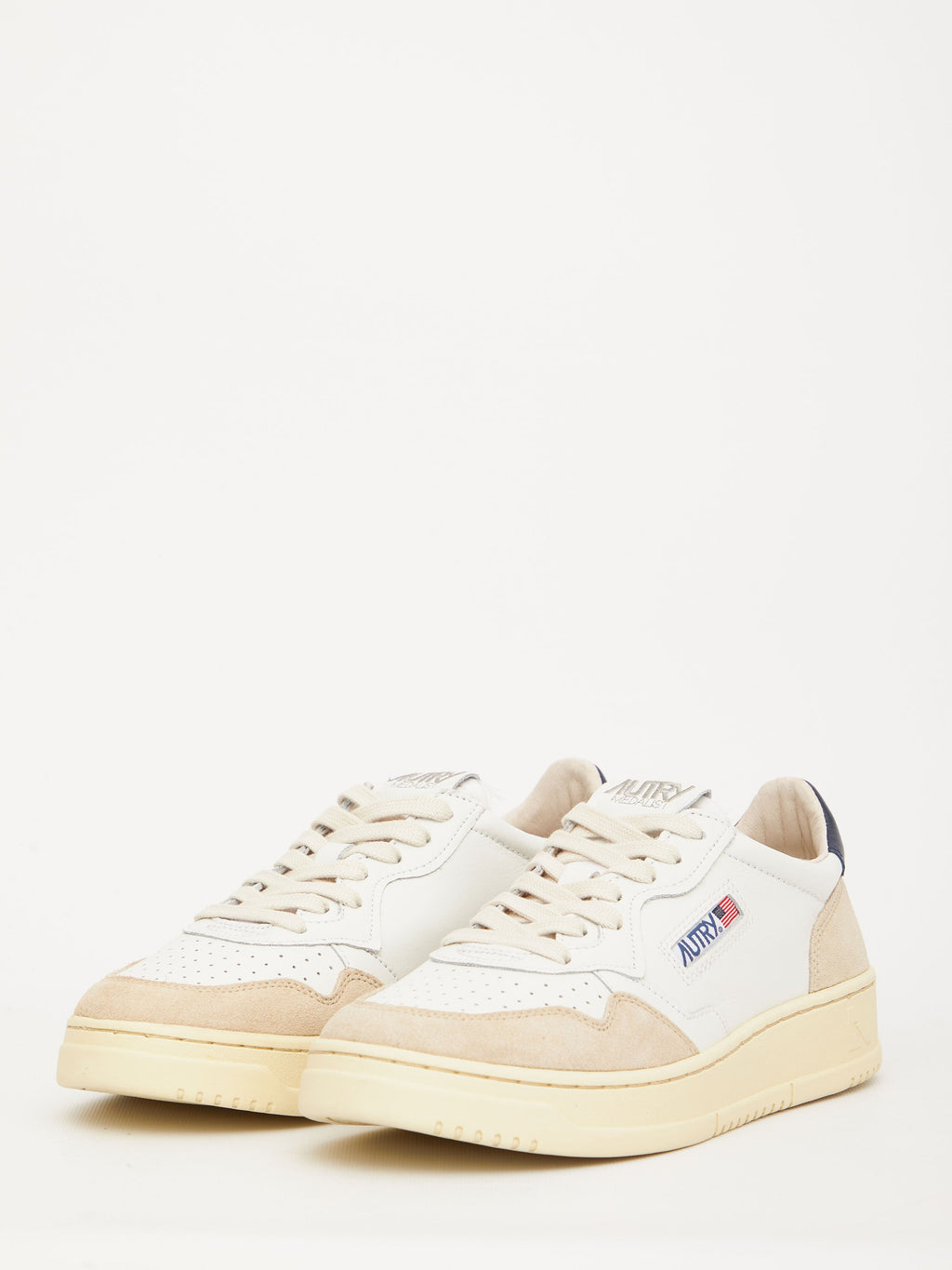Autry Medalist White/Blue Leather Trainer
