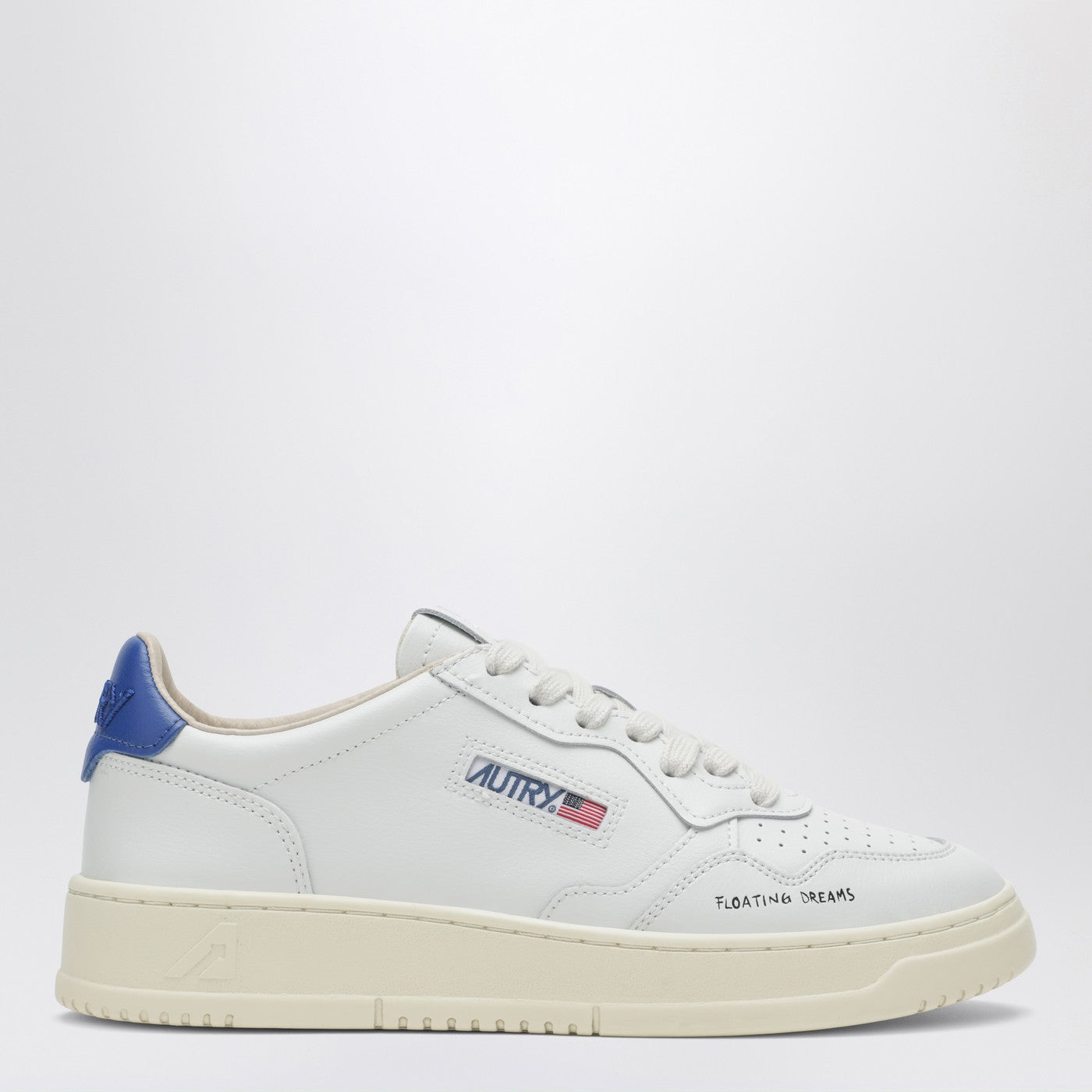 Autry Medalist Low Sneakers In White And Space Blue Floating Dreams