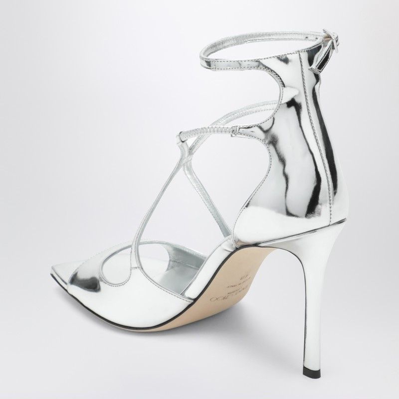 Jimmy Choo Azia 95 Metallic Silver Sandals