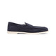 John Lobb Navy Blue Suede Pace Loafers