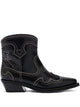 Ganni Black Short Western Boot Pink Stitching