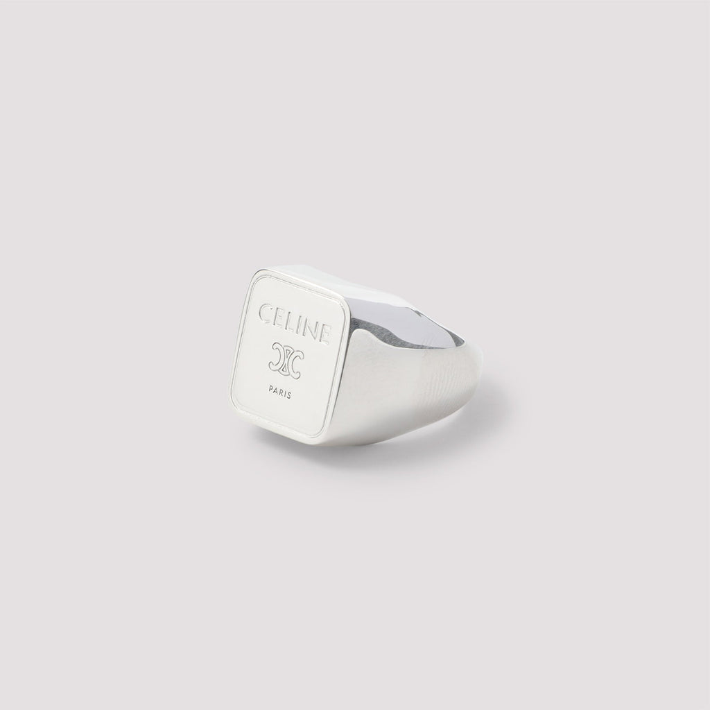 Celine Silver Brass Square Signet Ring