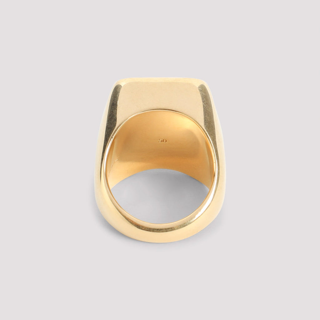 Celine Gold Brass Square Signet Ring