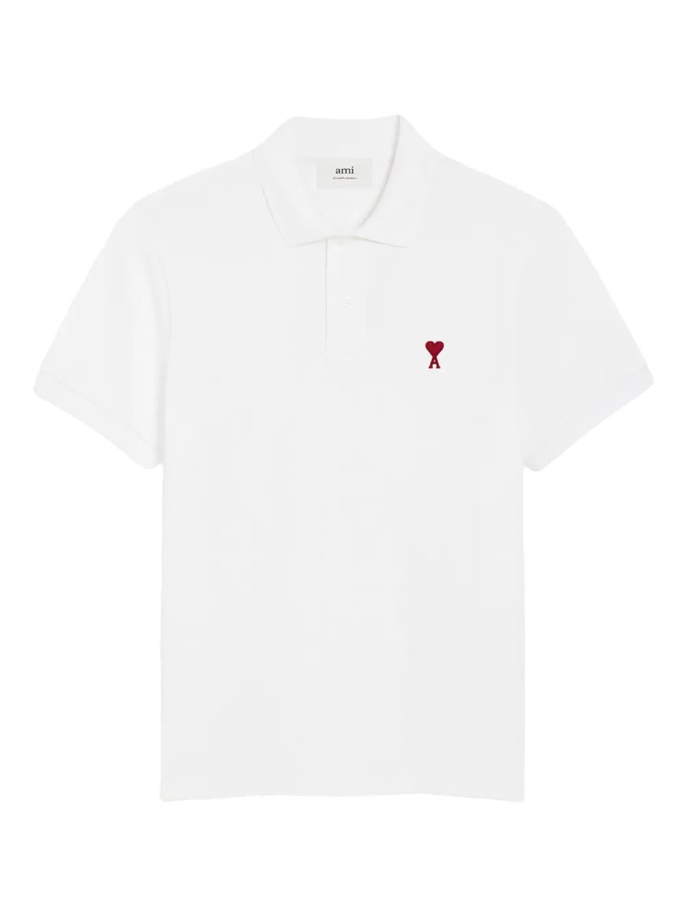 Ami Paris Red Adc White Cotton Polo Shirt