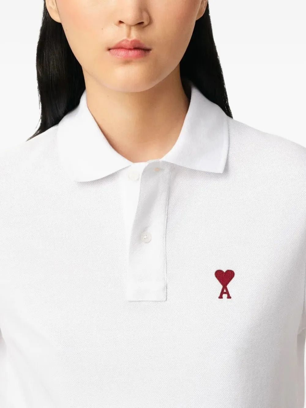 Ami Paris Red Adc White Cotton Polo Shirt