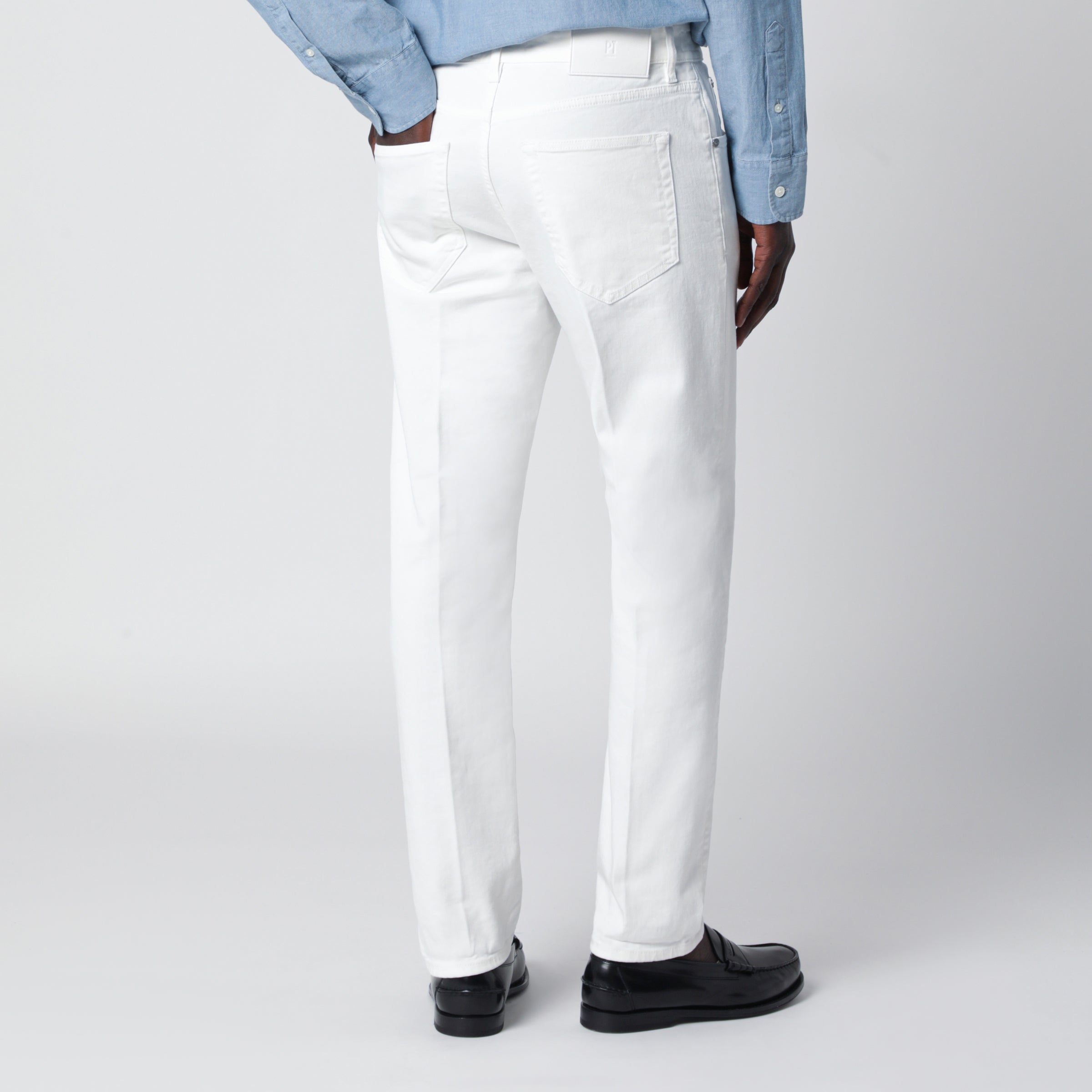 Pt Torino Denim White Reggae Tapered Trousers
