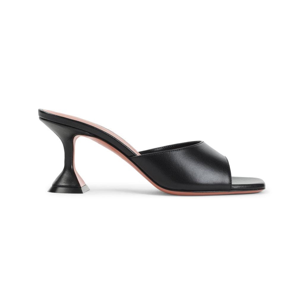 Amina Muaddi Black Nappa Leather Lupita 70 Slippers
