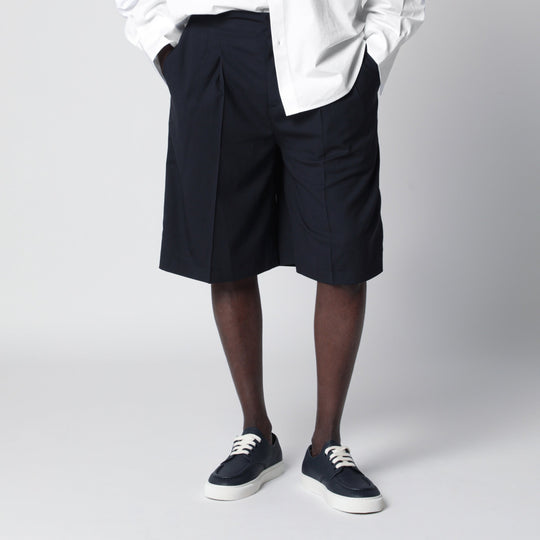 Pt Torino Blue Cotton Bermuda Shorts