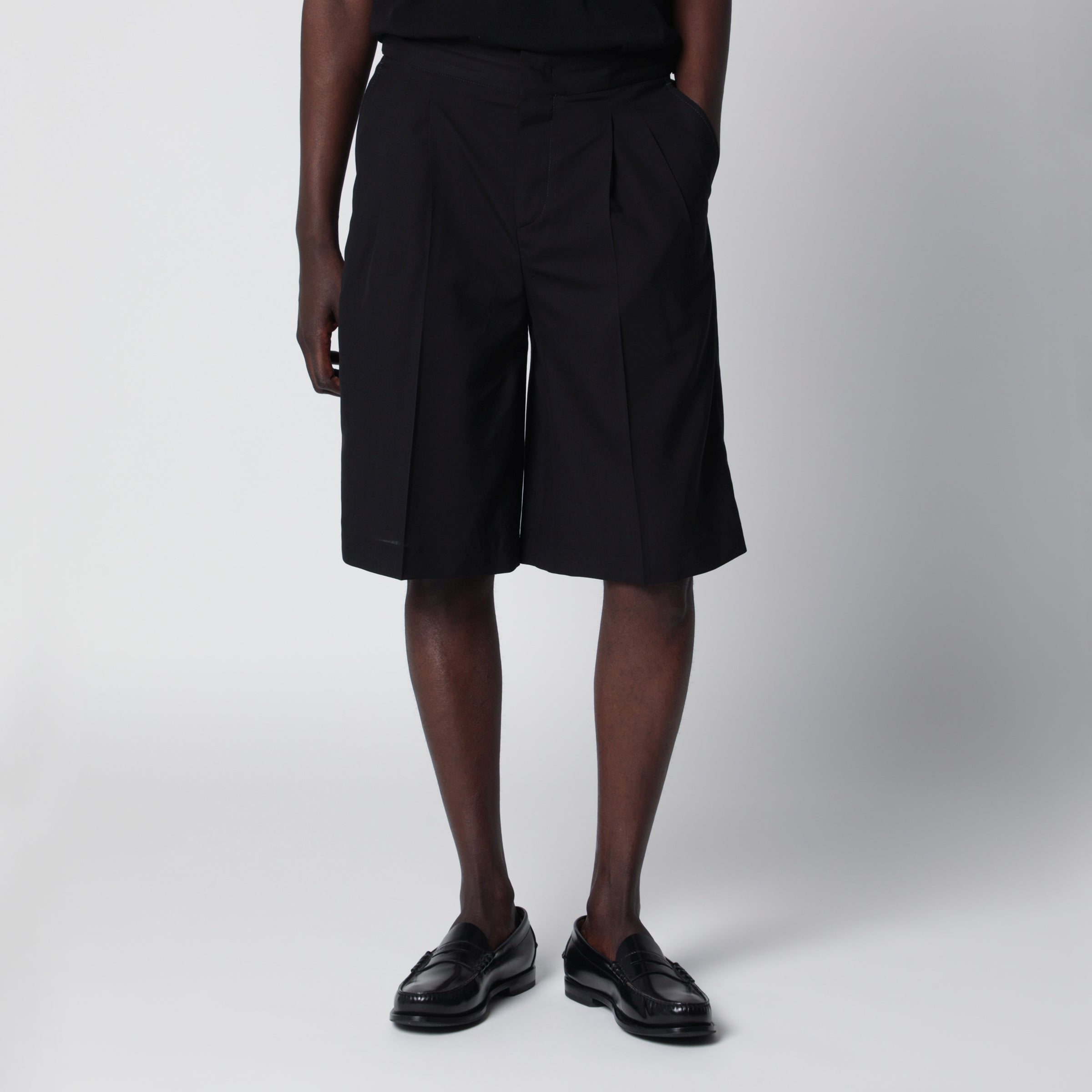 Pt Torino Black Cotton Bermuda Shorts