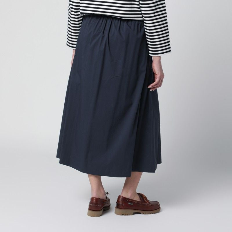 Pt01 Blue Pleated Cottonblend Skirt